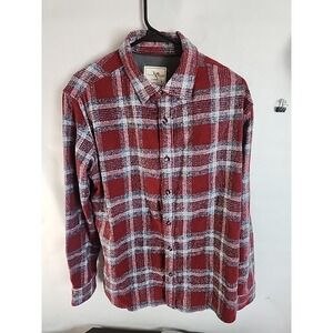 Smith & Mills Shirt Mens M Burgundy Plaid Flannel Button Down Long Sleeve Casual